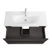 Мебель для ванной комнаты BelBagno Uno-mini 100 подвесная, 2 ящика, матовая темно-серая