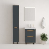 Тумба с раковиной Onika Айленд 50 напольная, графит, дуб крафт золотой