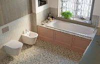Акриловая ванна Lavinia Boho Biore 150x70 см, встраиваемая, белая, с каркасом, с экраном