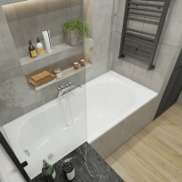Акриловая ванна Lavinia Boho Biore 150x70 см, встраиваемая, белая, с каркасом, с экраном