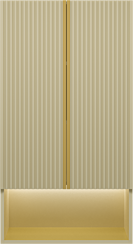 Шкаф Brevita Vega 60 подвесной, над стиральной машиной, бежевый, золото