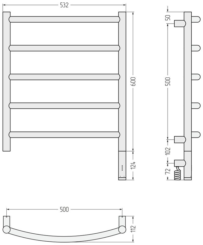 Полотенцесушитель электрический Сунержа Галант 3.1 051-6001-6050 70x55 см, подключение справа, состаренная латунь, лесенка