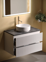 Тумба с раковиной Sancos Snob R 80 см, bianco, столешница черный мрамор, раковина CN5001