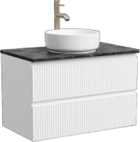 Тумба с раковиной Sancos Snob R 80 см, bianco, столешница черный мрамор, раковина CN5001
