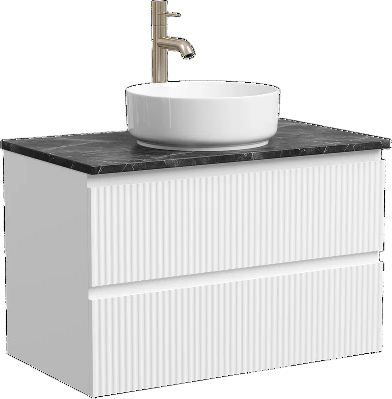 Тумба с раковиной Sancos Snob R 80 см, bianco, столешница черный мрамор, раковина CN5001