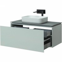 Мебель для ванной комнаты Allen Brau Infinity 100 1+1, подвесная, папирус матовый, столешница графит структ