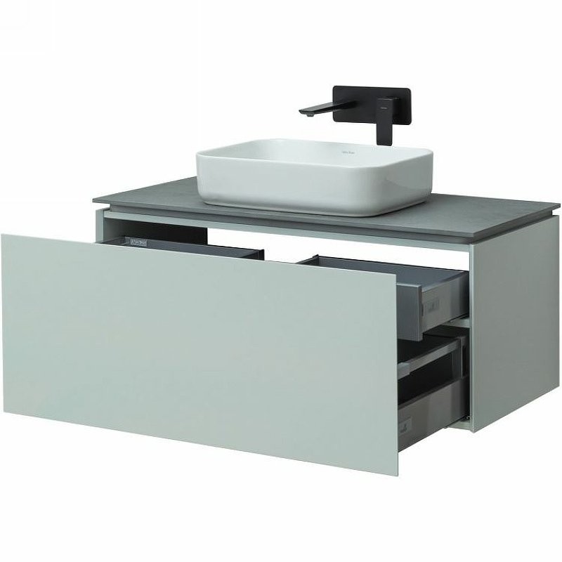 Мебель для ванной комнаты Allen Brau Infinity 100 1+1, подвесная, папирус матовый, столешница графит структ