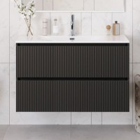 Тумба с раковиной BelBagno Uno 100 подвесная, 2 ящика, матовая темно-серая