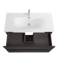 Тумба с раковиной BelBagno Uno 100 подвесная, 2 ящика, матовая темно-серая