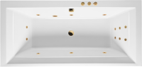 Акриловая ванна Excellent Crown Grand Smart 190x90 см, встраиваемая, с гидромассажем, белая, с каркасом, со сливом-переливом, фурнитура золото