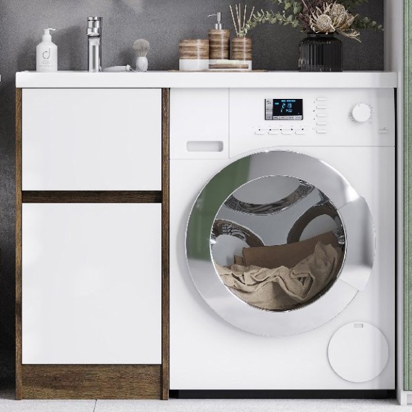 Тумба с раковиной AQUATON Лондри 40 L, дуб рустикальный, белый