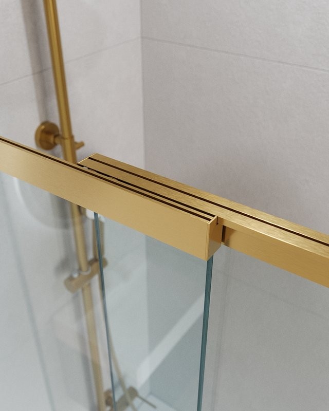 Шторка на ванну Cezares Slider VF-11-90/150-C-BORO профиль брашированное золото, стекло прозрачное