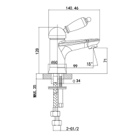 Смеситель для раковины Caprigo Adria Uno 02-522-vot с донным клапаном, бронза Смеситель для раковины Caprigo Adria Uno 02-522-vot с донным клапаном, бронза