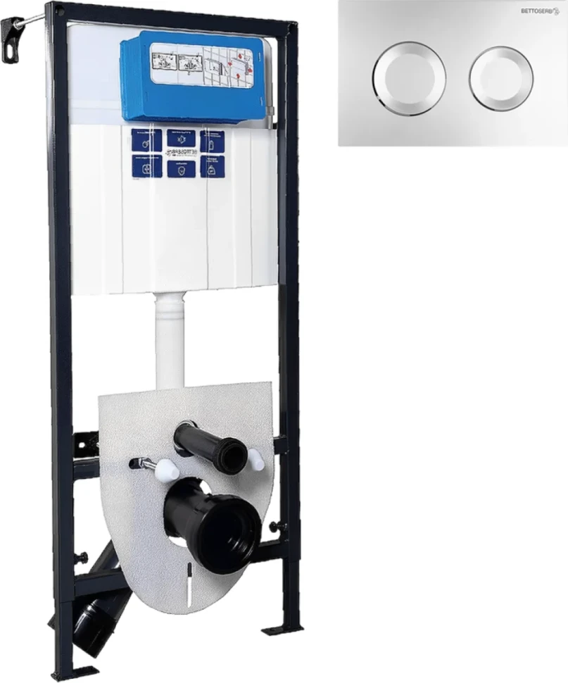 Комплект Инсталляция BETTOSERB Sava Fix Slim 40006456 + Кнопка Cool 40006468 цвет матовый хром