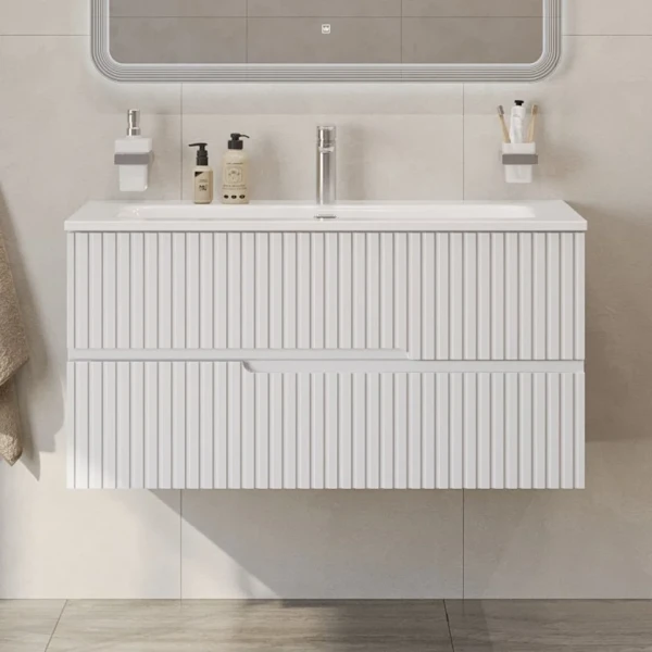 Тумба с раковиной Cezares Duet 100 bianco lucido, раковина Cezares CZR-8073-100