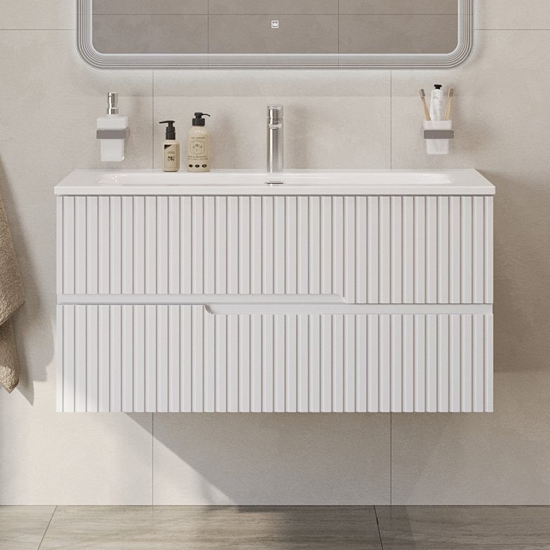 Тумба с раковиной Cezares Duet 100 bianco lucido, раковина Cezares CZR-8073-100