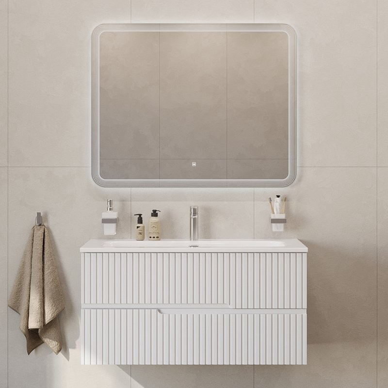 Тумба с раковиной Cezares Duet 100 bianco lucido, раковина Cezares CZR-8073-100