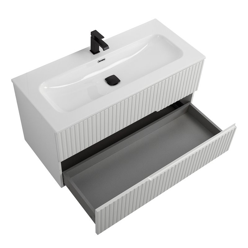 Тумба с раковиной Cezares Duet 100 bianco lucido, раковина Cezares CZR-8073-100