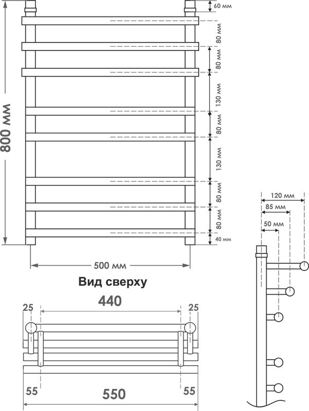 Полотенцесушитель водяной Indigo Just Shelf LJSHW80-50GDK3 золотой