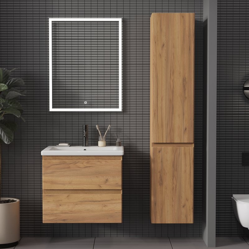 Тумба с раковиной SanStar Riana 60 подвесная, дуб крафт золотой, раковина Como 60