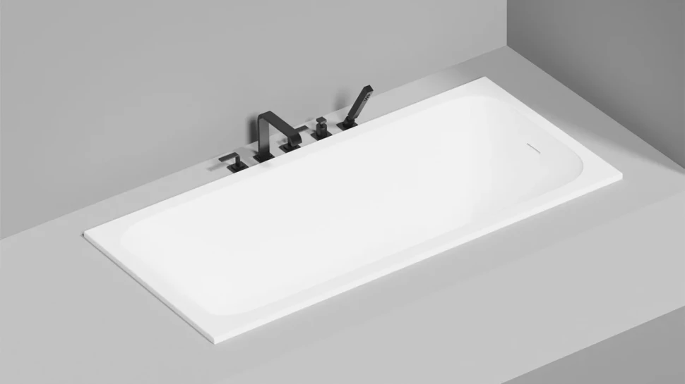 Ванна из искусственного камня Salini Orlanda Kit S-Sense 170x75 см, встраиваемая, белая, на ножках, с донным клапаном