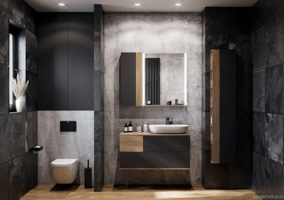 Шкаф AQUATON Терра 24х14 дуб кантри, антрацит, универсальный