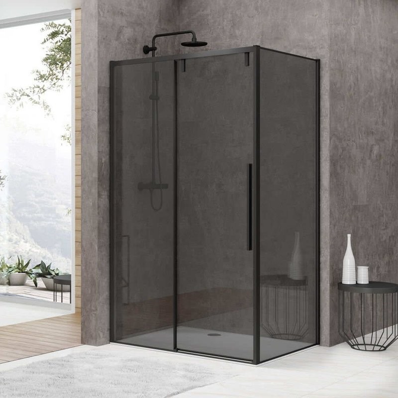 Душевой уголок Black&White Stellar Wind S898 Black-Grey 120х80, профиль черный матовый, стекло тонированное