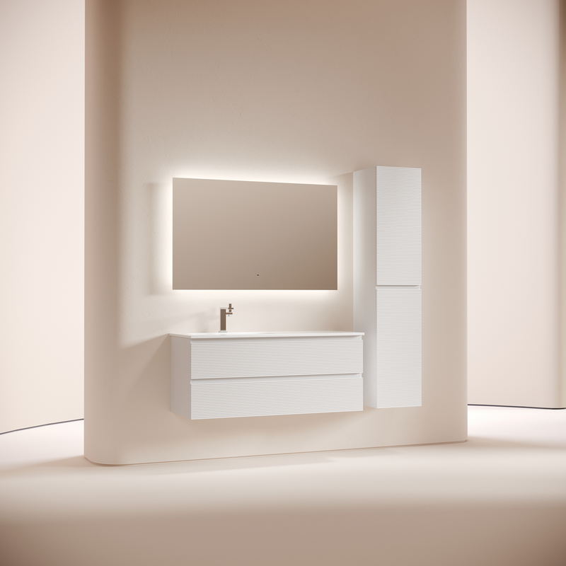 Мебель для ванной комнаты Sancos Folk 120 L подвесная, 2 ящика, bianco