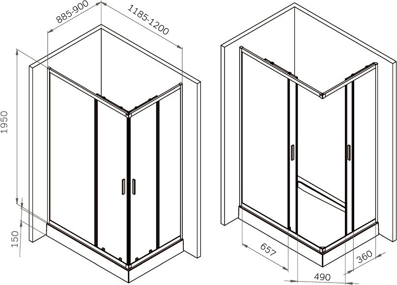 Душевой уголок AM.PM Gem W90G-403-120290-MT 120х90 см
