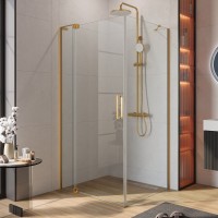 Душевой уголок Cezares Slider AH 1 90-100/110 C BORO профиль брашированное золото, стекло прозрачное