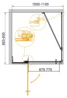 Душевой уголок Cezares Slider AH 1 90-100/110 C BORO профиль брашированное золото, стекло прозрачное