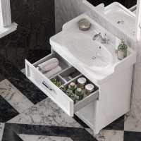 Тумба с раковиной KERAMA MARAZZI Pompei N 80 белая, с ящиком и дверцами