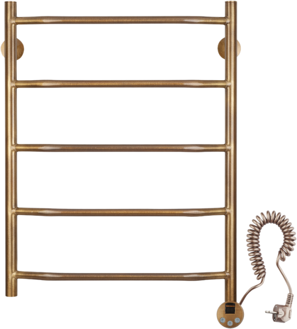 Полотенцесушитель электрический Secado Агата 1 65x55 см, подключение справа, бронза, лесенка, латунь