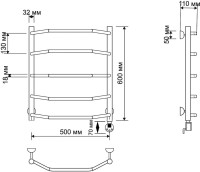 Полотенцесушитель электрический Secado Агата 1 65x55 см, подключение справа, бронза, лесенка, латунь