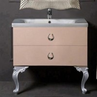 Тумба с раковиной Armadi Art NeoArt 80 капучино с ручками Drop хром, с ножками