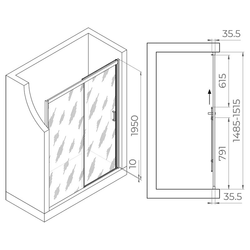 Душевая дверь в нишу RGW Passage PA-017-B 150х195, профиль черный