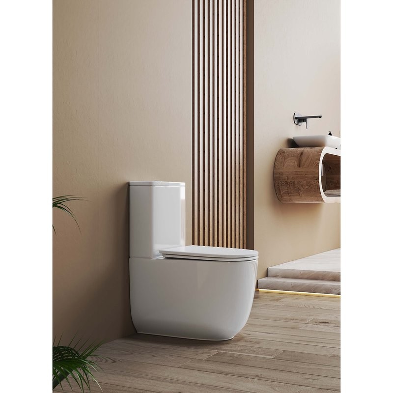 Унитаз-компакт напольный AQUATEK Optima Plus AQ4452-00 безободковый, с микролифтом