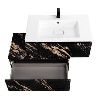 Тумба с раковиной Cezares Slider 80 подвесная, 1 ящик, черный фьюжн