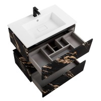 Тумба с раковиной Cezares Slider 80 подвесная, 1 ящик, черный фьюжн