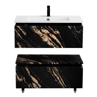 Тумба с раковиной Cezares Slider 80 подвесная, 1 ящик, черный фьюжн
