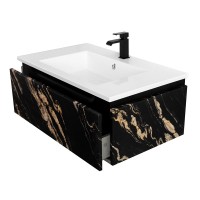 Тумба с раковиной Cezares Slider 80 подвесная, 1 ящик, черный фьюжн