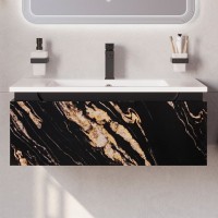 Тумба с раковиной Cezares Slider 80 подвесная, 1 ящик, черный фьюжн