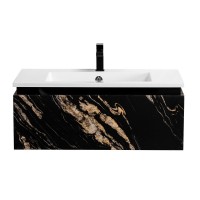 Тумба с раковиной Cezares Slider 80 подвесная, 1 ящик, черный фьюжн