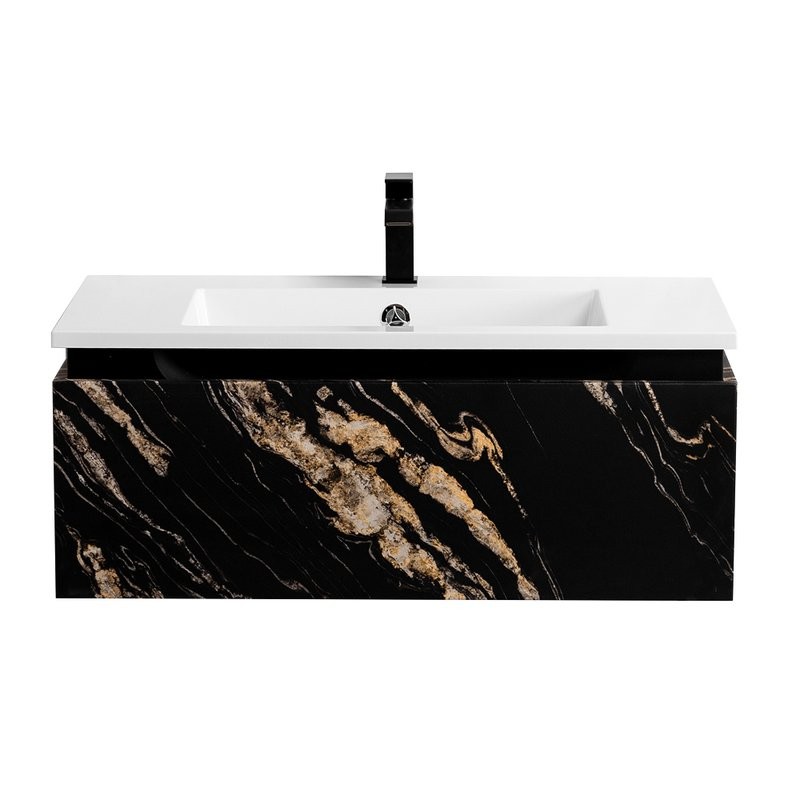 Тумба с раковиной Cezares Slider 80 подвесная, 1 ящик, черный фьюжн