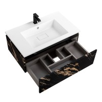 Тумба с раковиной Cezares Slider 80 подвесная, 1 ящик, черный фьюжн