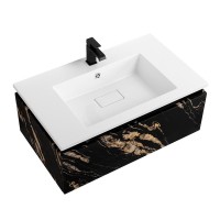 Тумба с раковиной Cezares Slider 80 подвесная, 1 ящик, черный фьюжн