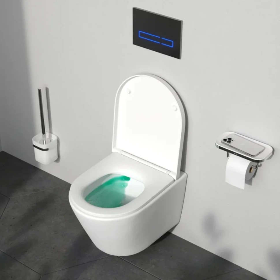 Унитаз подвесной AM.PM X-Joy C851900SC Aquaspin, безободковый, сиденье с микролифтом, глянцевый белый