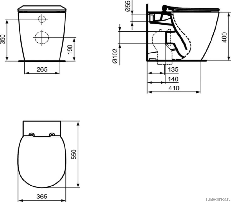 Унитаз приставной напольный Ideal Standard Connect AquaBlade E052401 безободковый