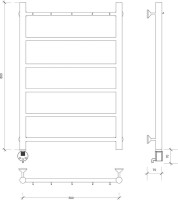 Полотенцесушитель электрический Secado Триада 1 К 85x55 см, подключение слева, глянцевый хром, лесенка