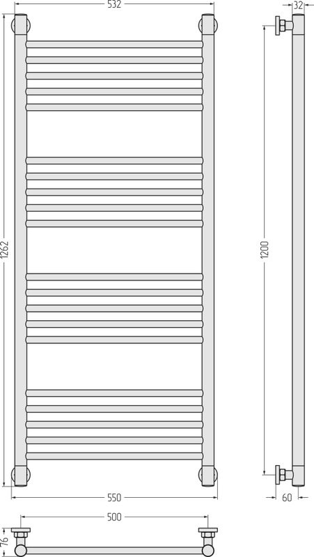 Полотенцесушитель водяной Сунержа Богема + 120x50, черный матовый